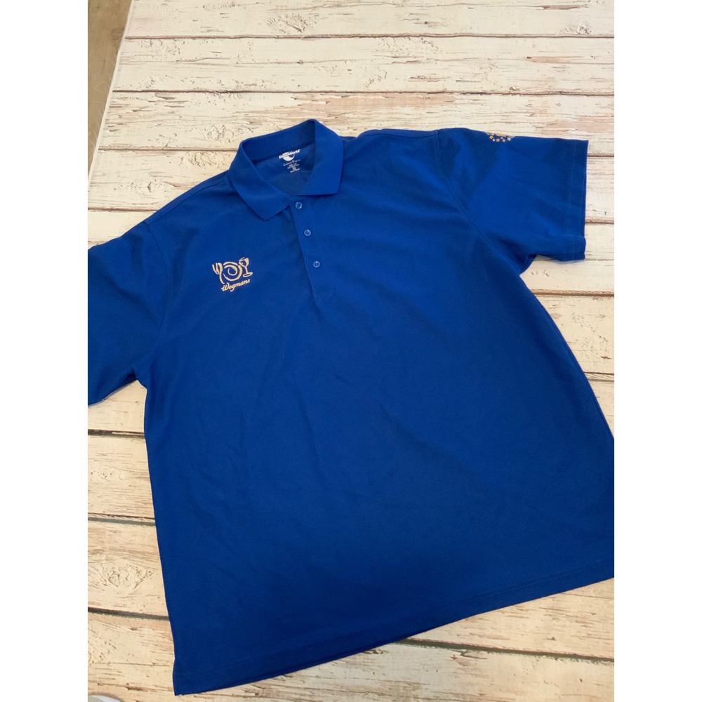 TeamWorld Wegmans Employee Polo Shirt Mens 2XL Blue 100 Year Anniversary Logo